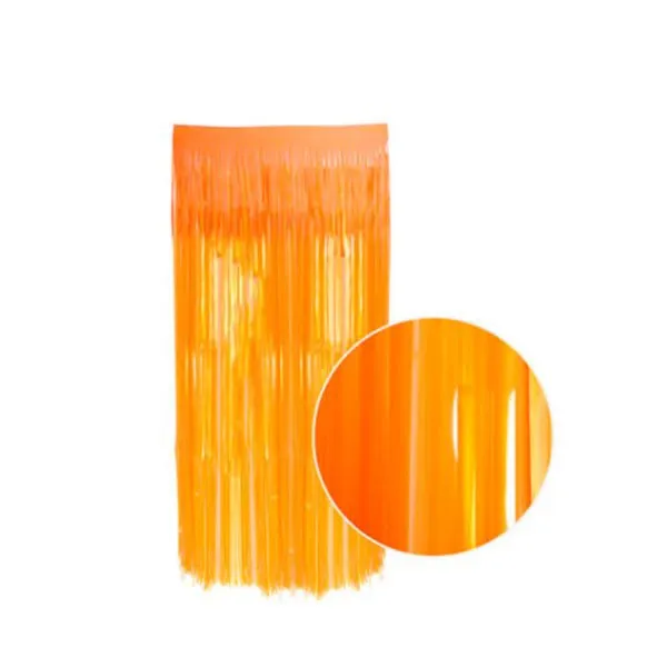 2m Metallic Neon Shimmer Curtain - Fluro Orange