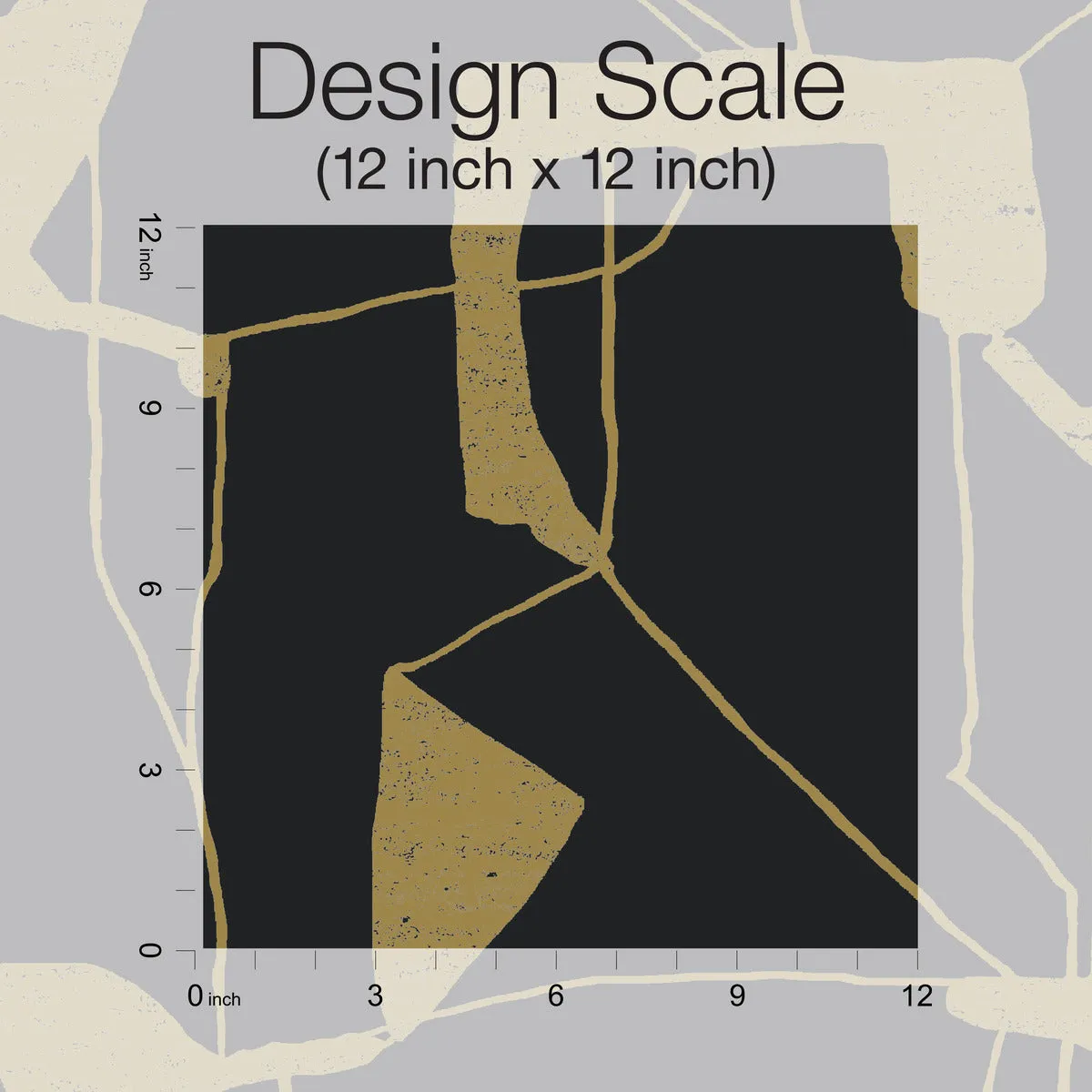 Abstract Geo Wallpaper in Black/Gold from the Modern Metals Second Edition