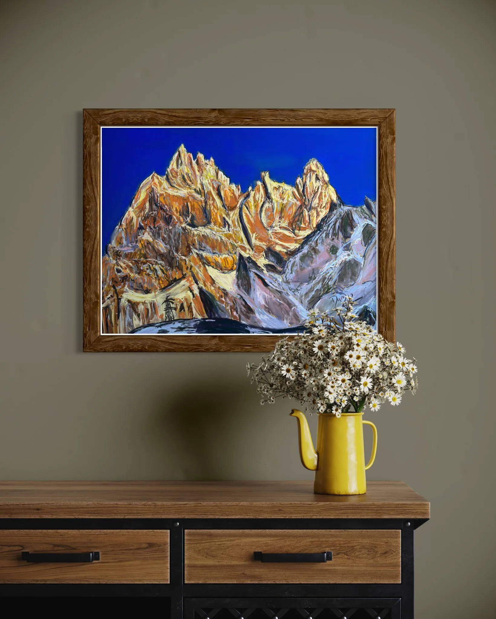 Aiguilles de Chamonix Soft Pastels Painting