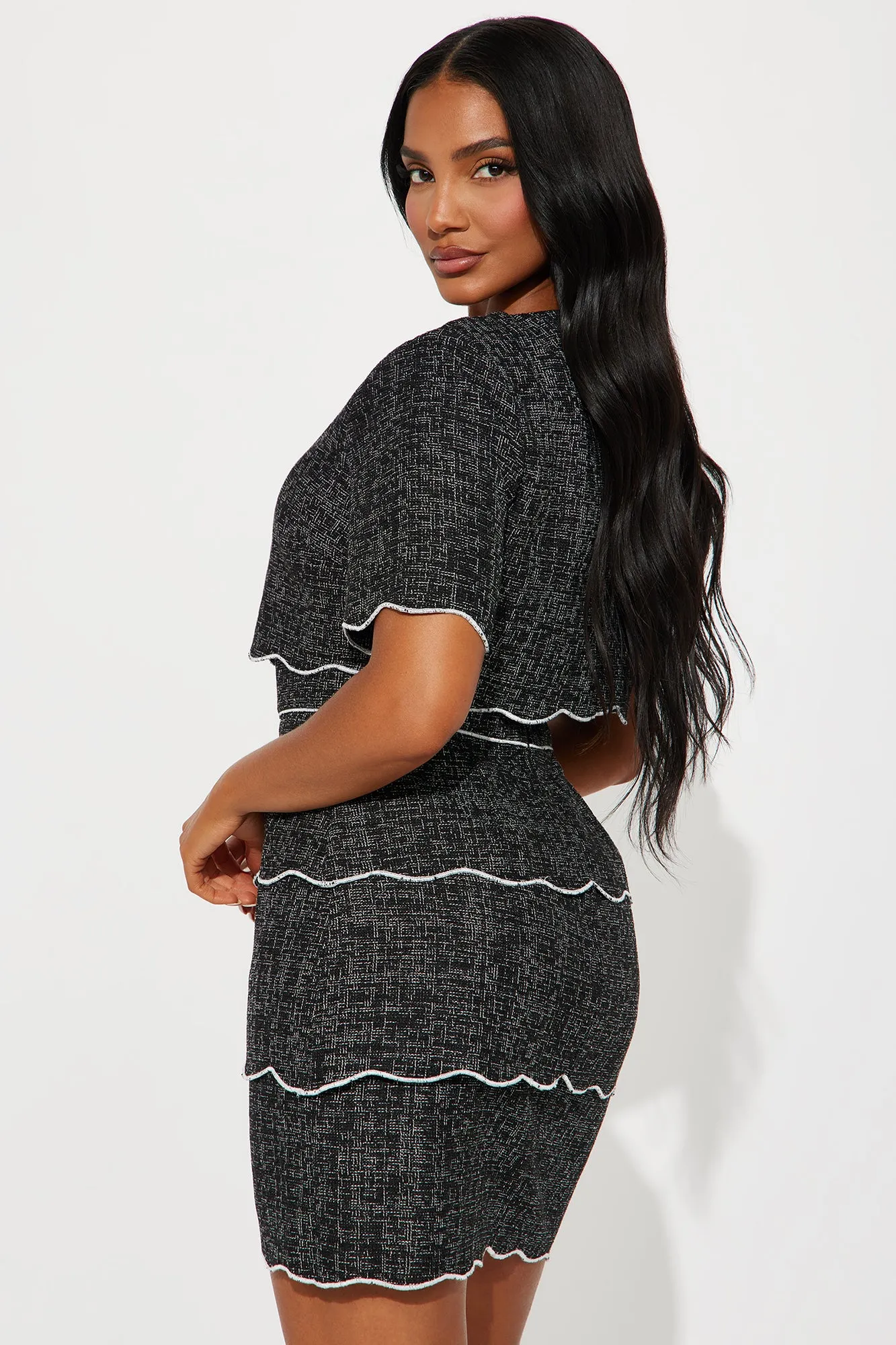 All Business Tweed Mini Dress - Black