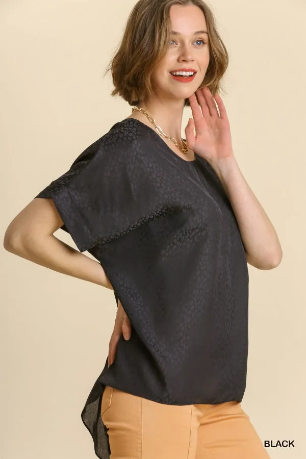 Animal Jacquard Dolman Sleeve Top, Black