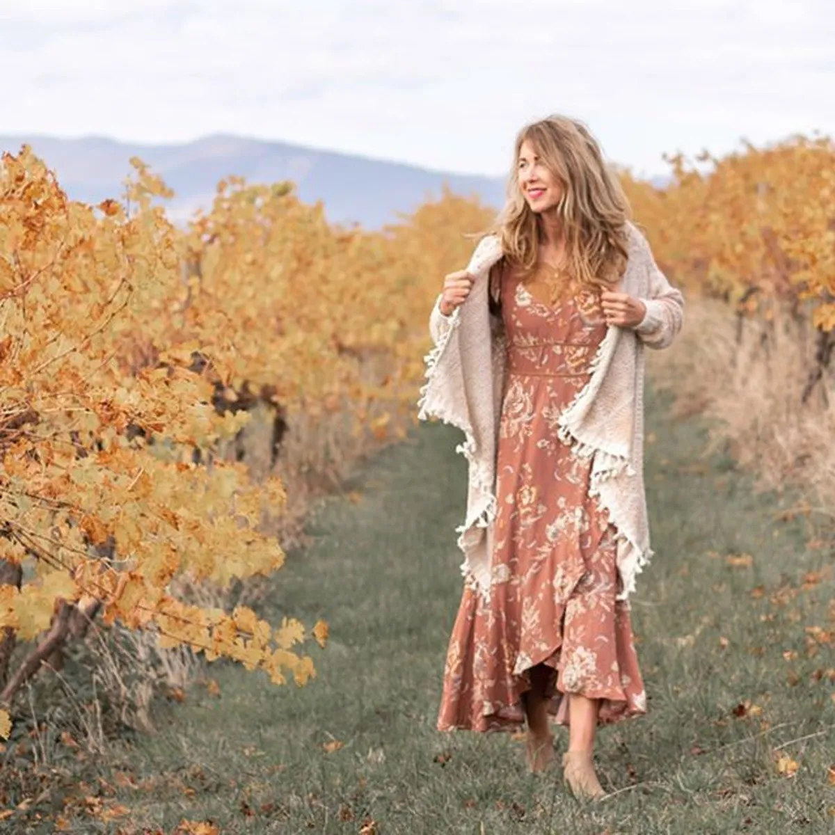 Bohemian Floral Hollow Asymmetrical Ruffled Hem Flowing Dress