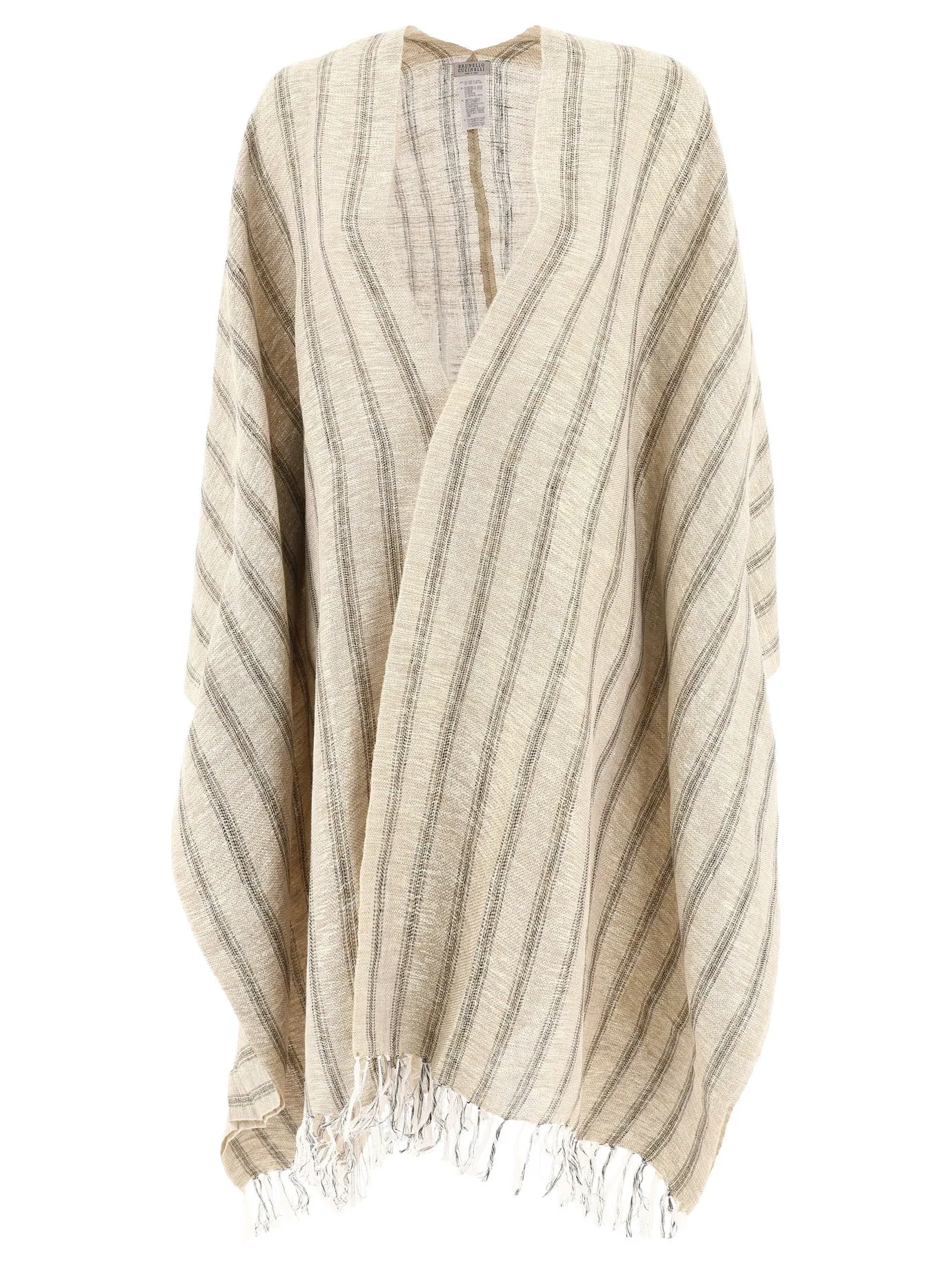 Brunello Cucinelli Striped Asymmetric Hem Poncho