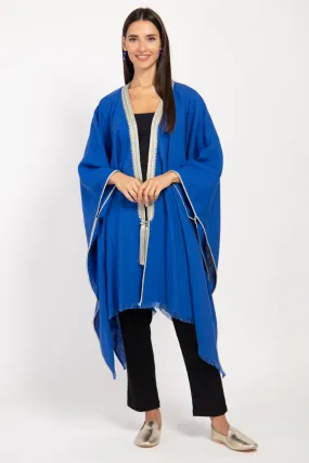 Classic Linen Royal Blue Poncho