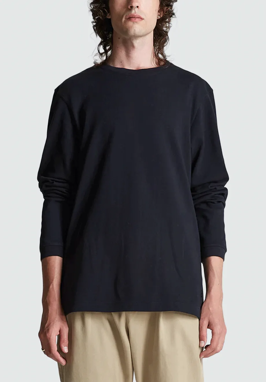 Cotton Long Sleeve Pique | Black Beauty