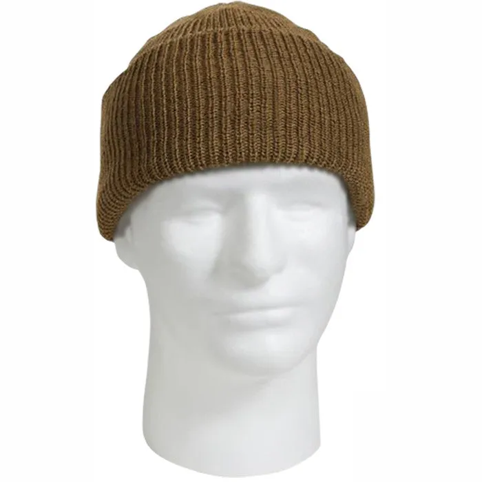 Coyote Brown - 100% Wool Watch Cap Beanie | Genuine GI US Govt Dept of Defense Winter Hat