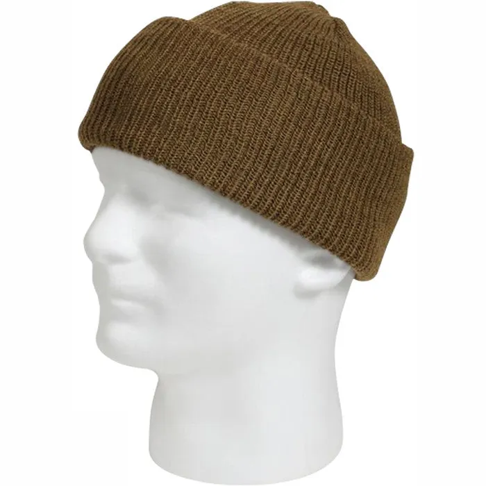 Coyote Brown - 100% Wool Watch Cap Beanie | Genuine GI US Govt Dept of Defense Winter Hat