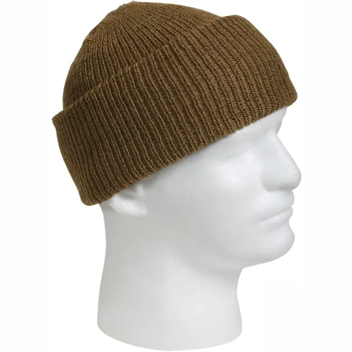 Coyote Brown - 100% Wool Watch Cap Beanie | Genuine GI US Govt Dept of Defense Winter Hat