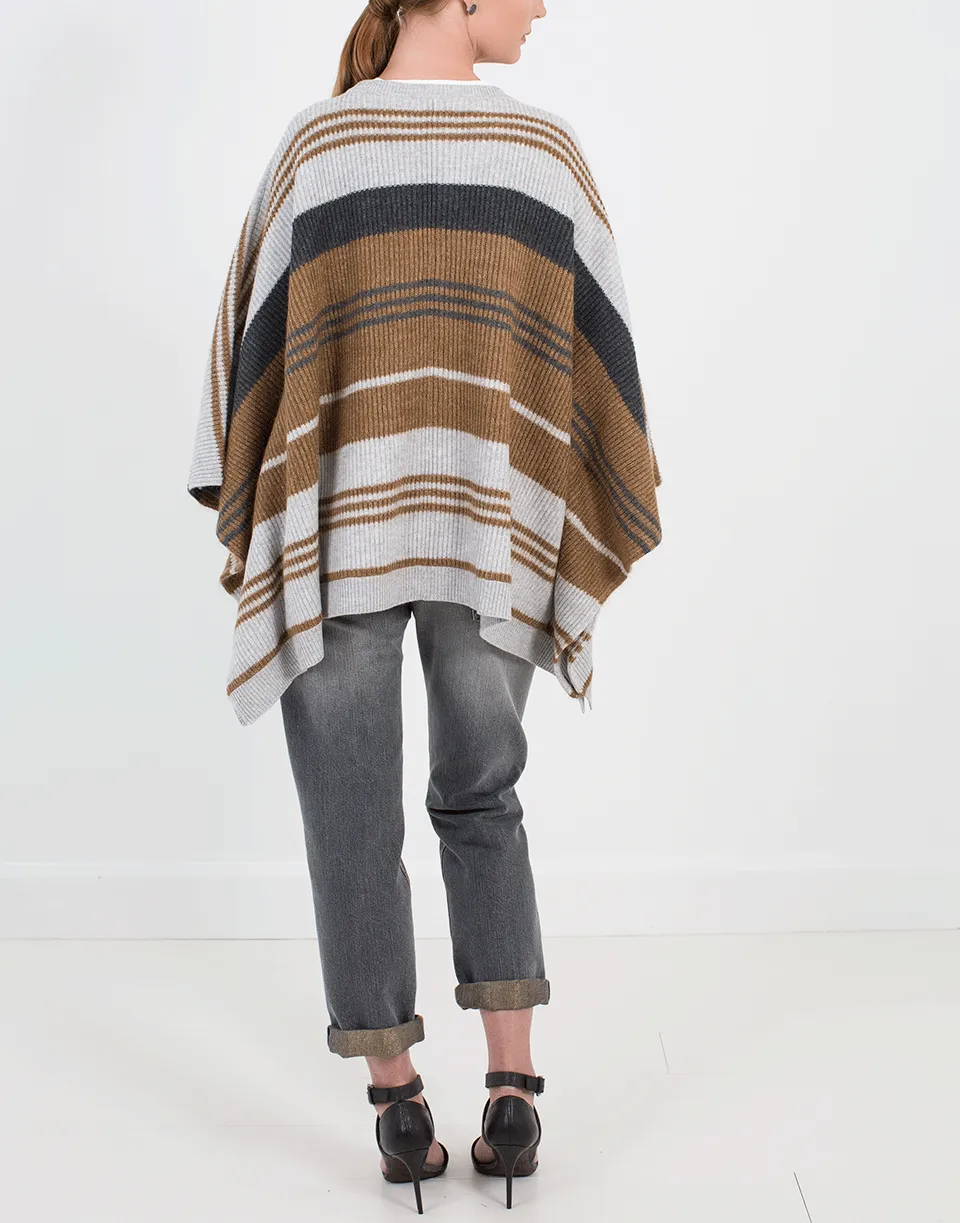 English Ribbed Striped Poncho