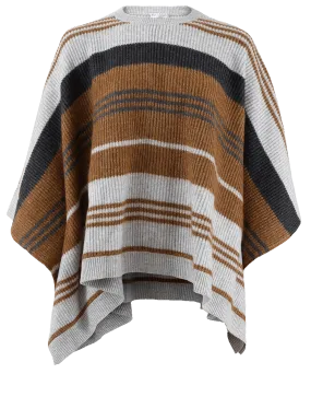 English Ribbed Striped Poncho