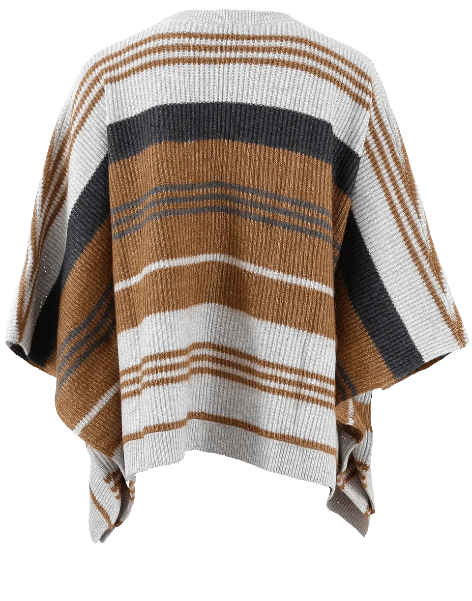 English Ribbed Striped Poncho
