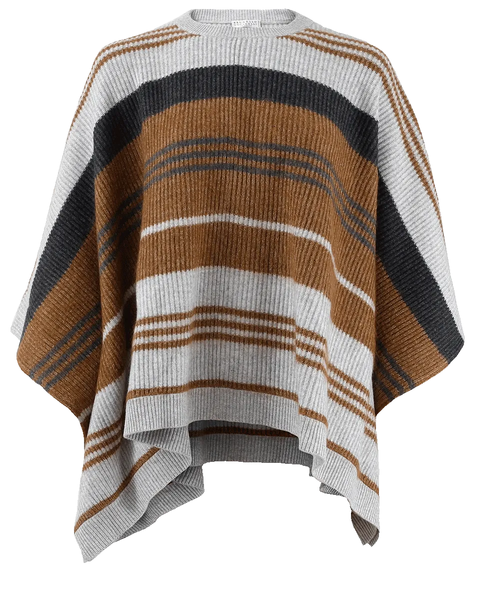 English Ribbed Striped Poncho