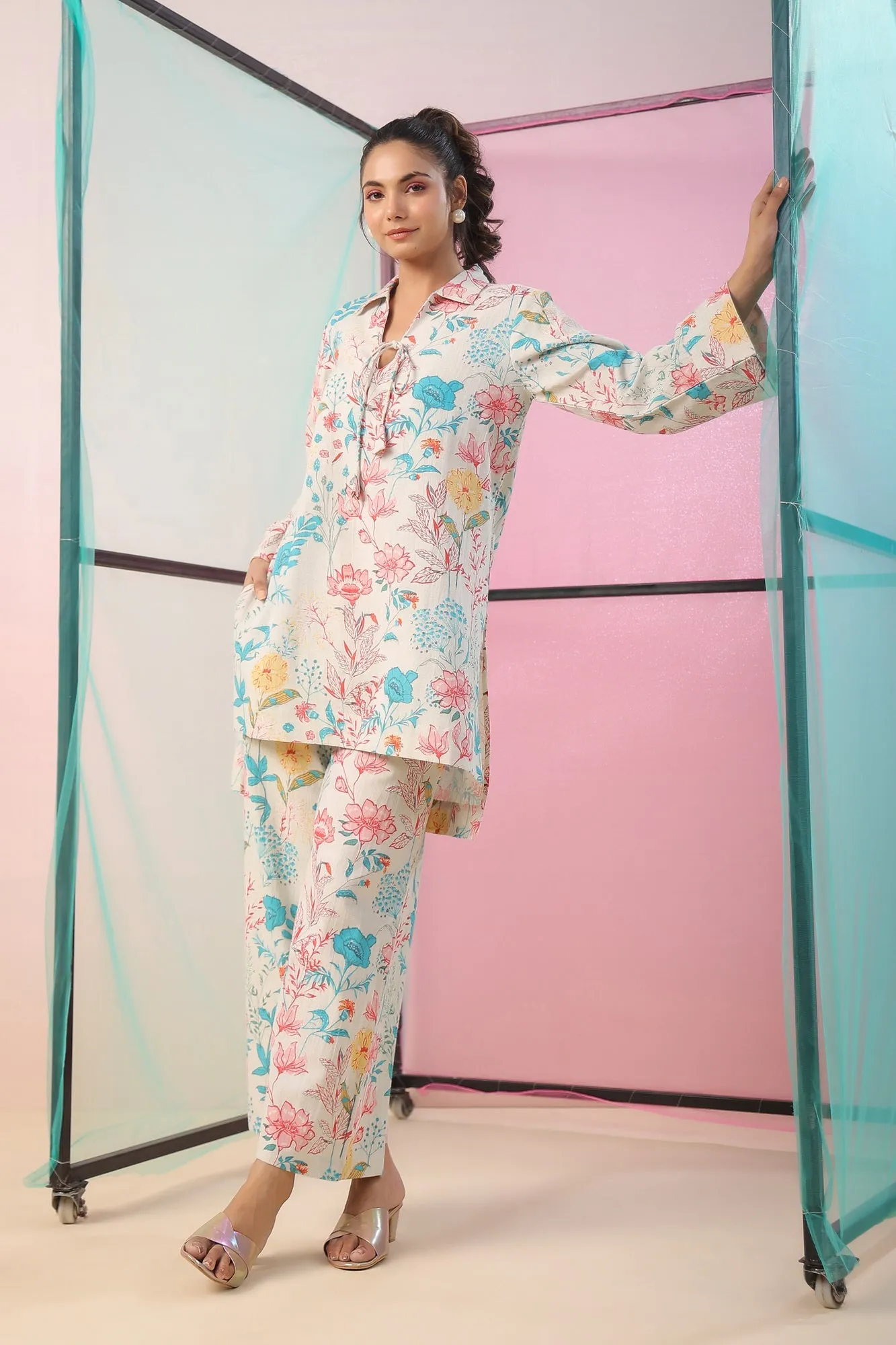 Florals On Cotton Flex Lounge Set