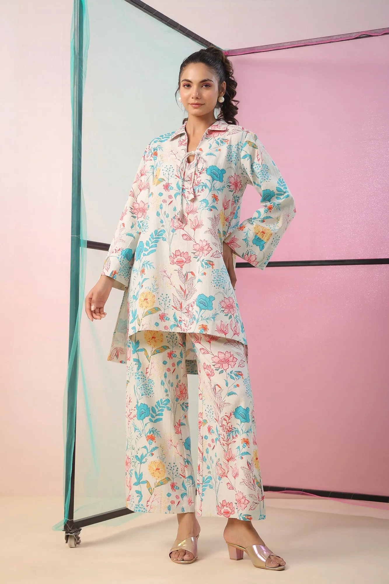 Florals On Cotton Flex Lounge Set