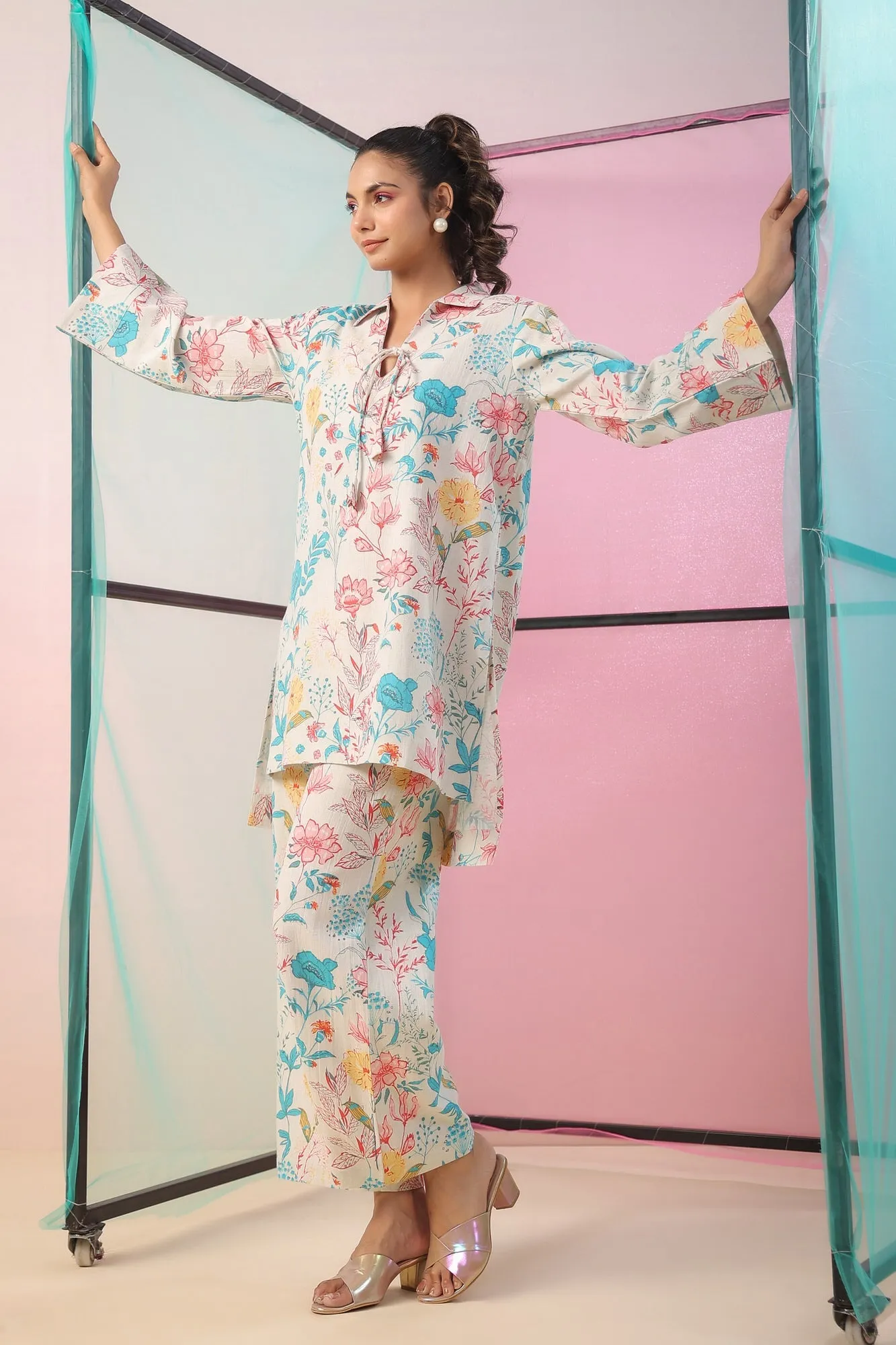 Florals On Cotton Flex Lounge Set