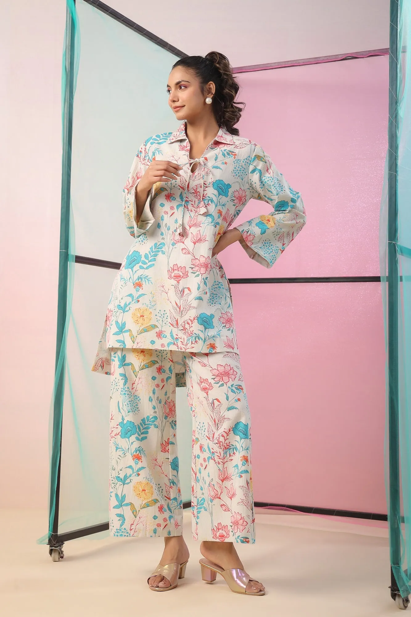 Florals On Cotton Flex Lounge Set