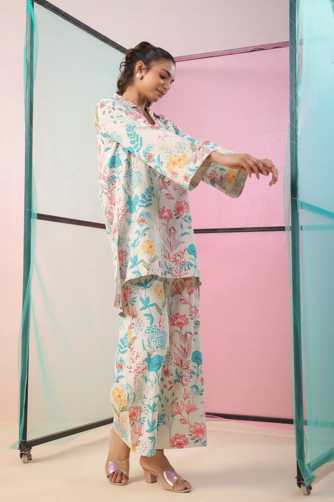 Florals On Cotton Flex Lounge Set