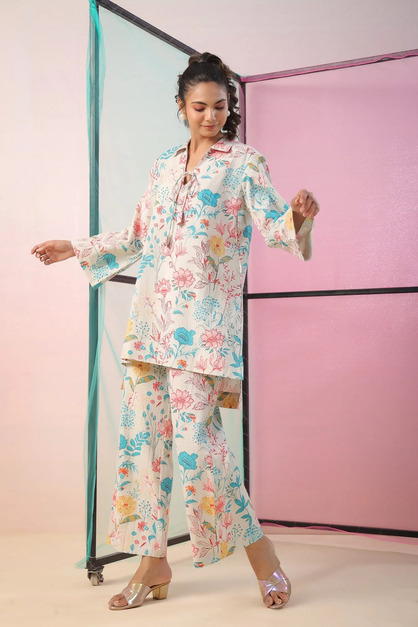Florals On Cotton Flex Lounge Set