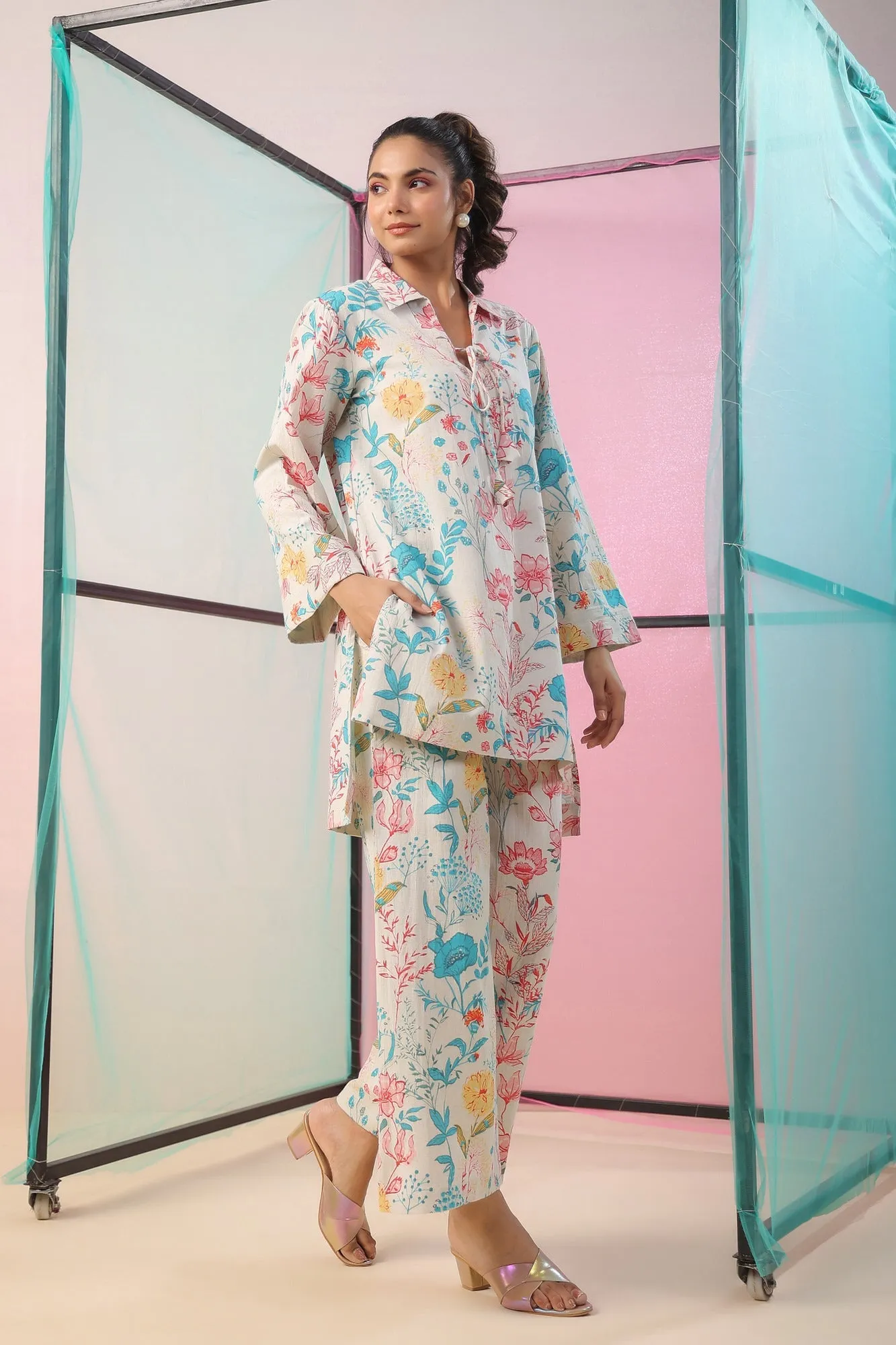Florals On Cotton Flex Lounge Set