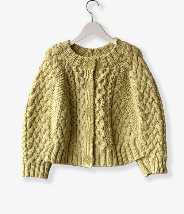 FUMIKA_UCHIDA/Wool Cashmere Hand Knitted Cable/CARDIGAN CAPE(AVOCADO)