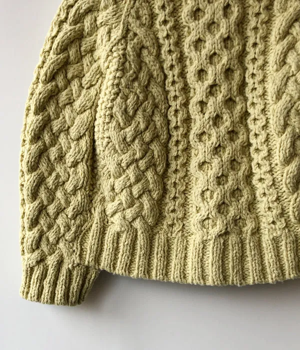 FUMIKA_UCHIDA/Wool Cashmere Hand Knitted Cable/CARDIGAN CAPE(AVOCADO)