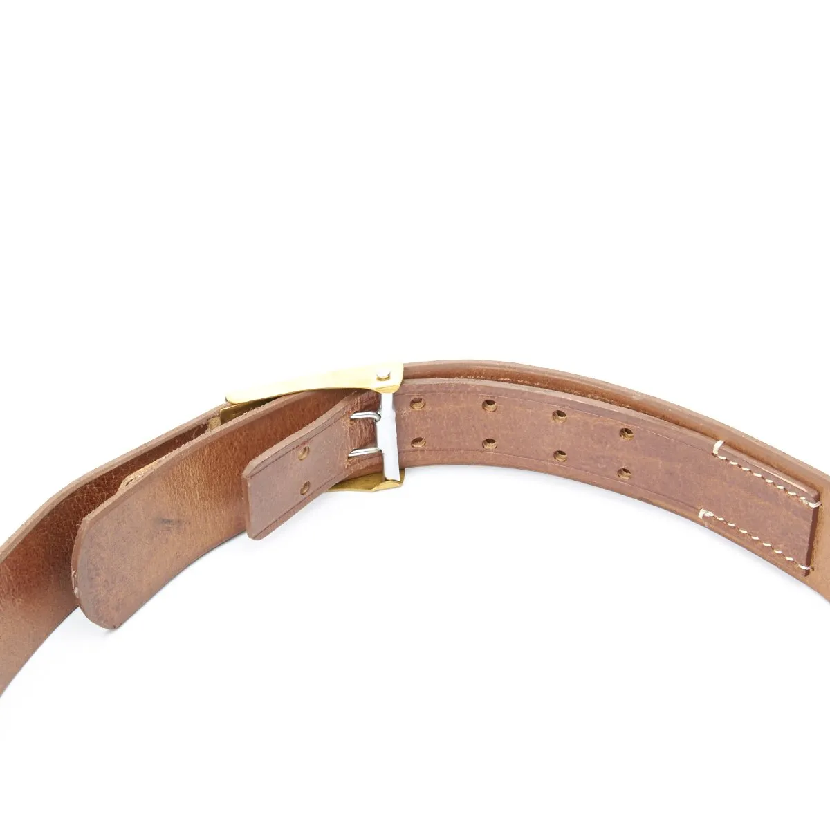 German WWI Brown Leather Belt with Bavarian "In Treue Fest" Belt Buckle