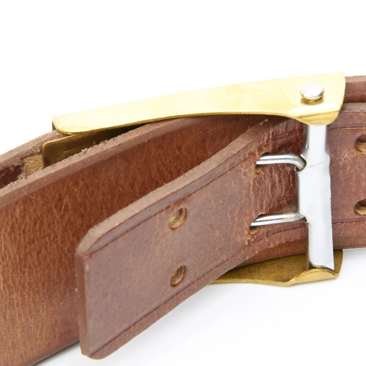 German WWI Brown Leather Belt with Bavarian "In Treue Fest" Belt Buckle