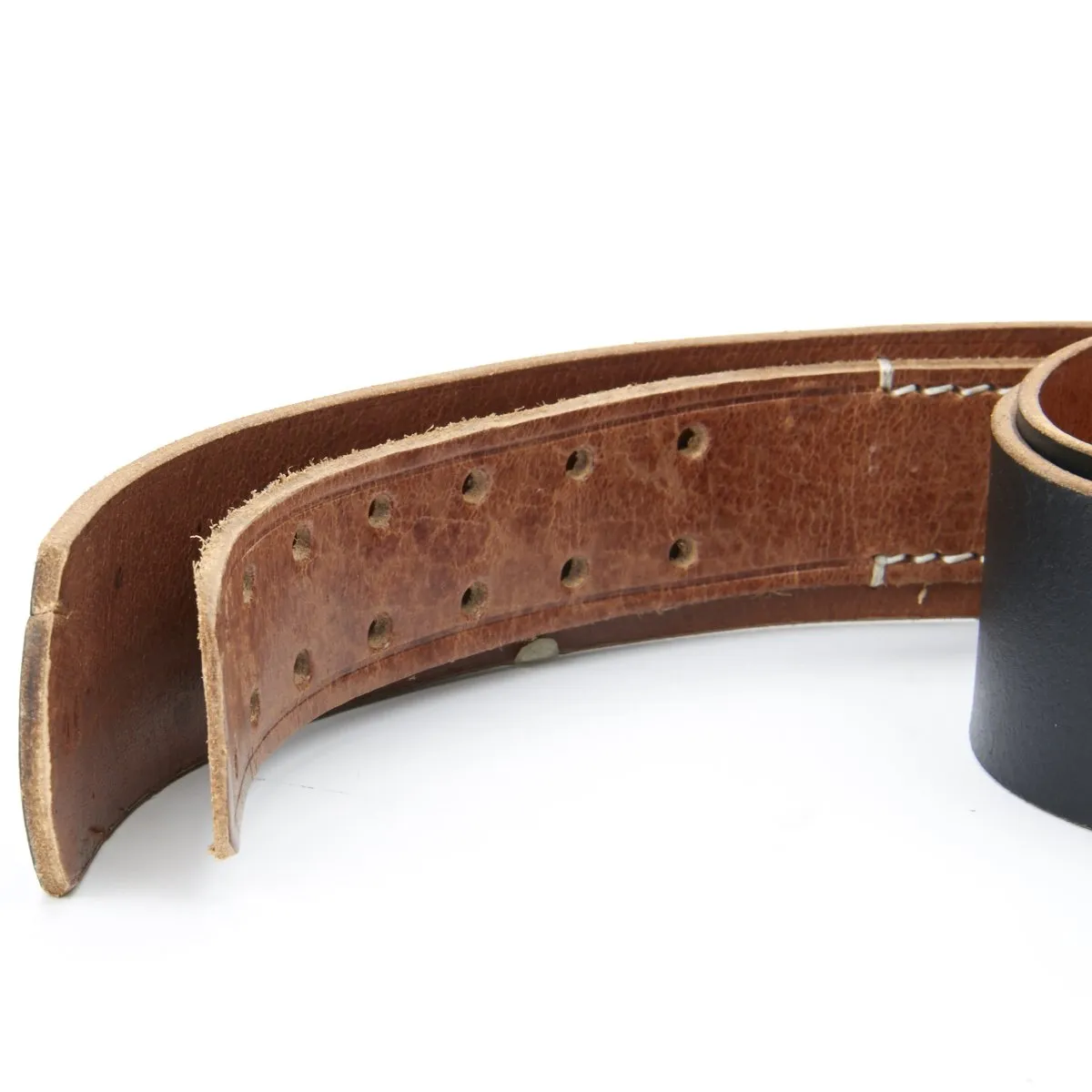 German WWII Wehrmacht Black Leather Equipment Belt