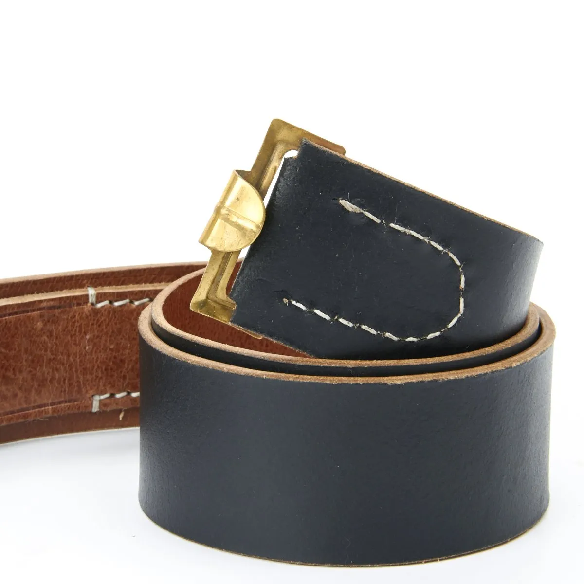 German WWII Wehrmacht Black Leather Equipment Belt