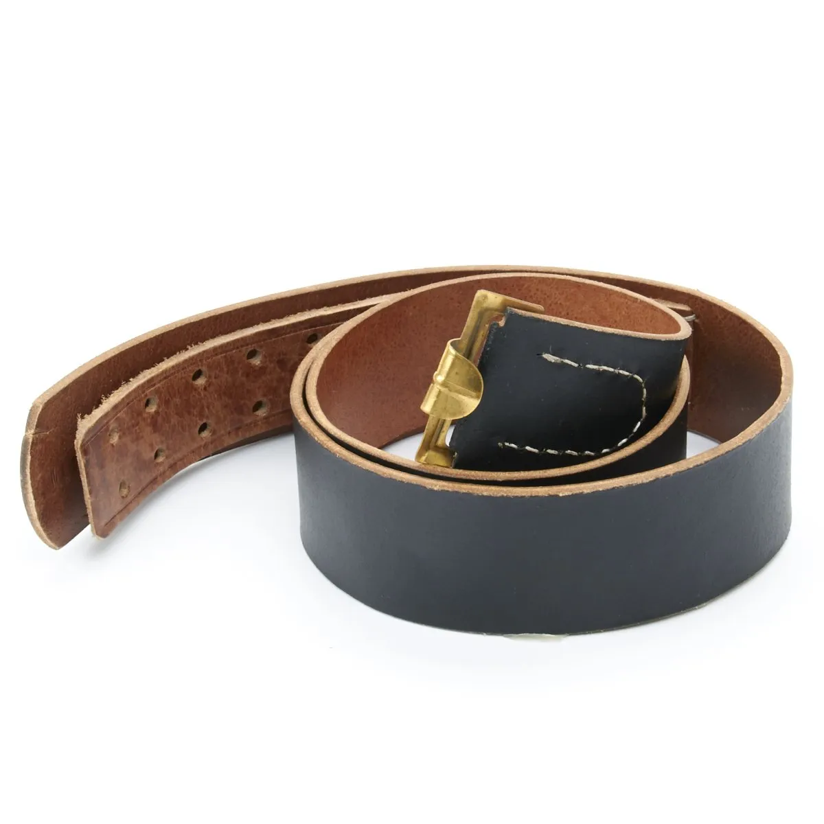 German WWII Wehrmacht Black Leather Equipment Belt