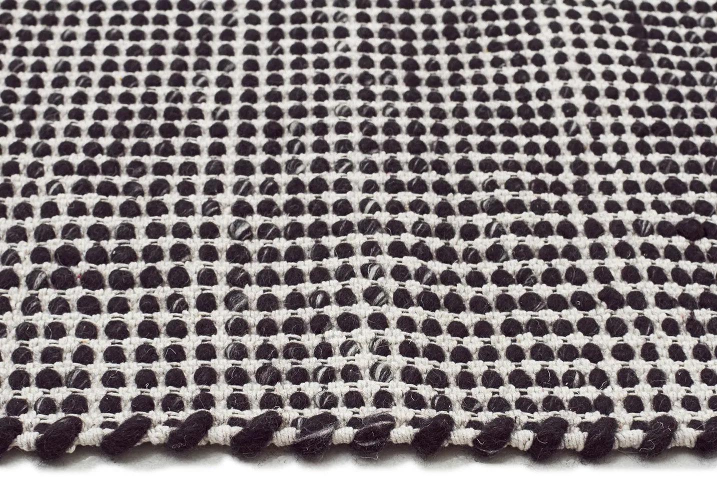 Hand Made Felted Wool Rug Black Natural