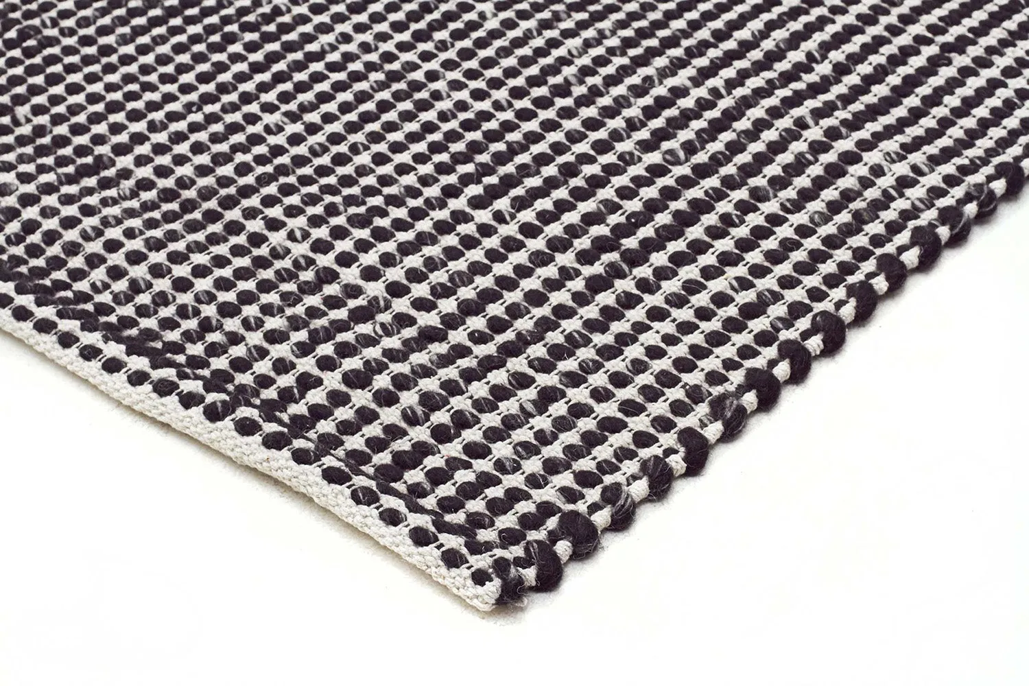 Hand Made Felted Wool Rug Black Natural