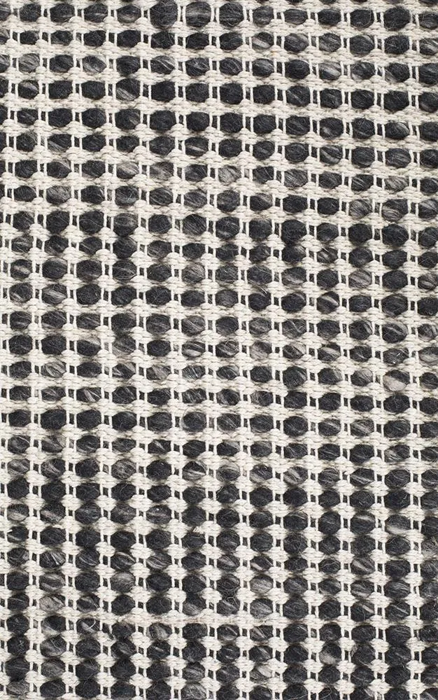 Hand Made Felted Wool Rug Black Natural