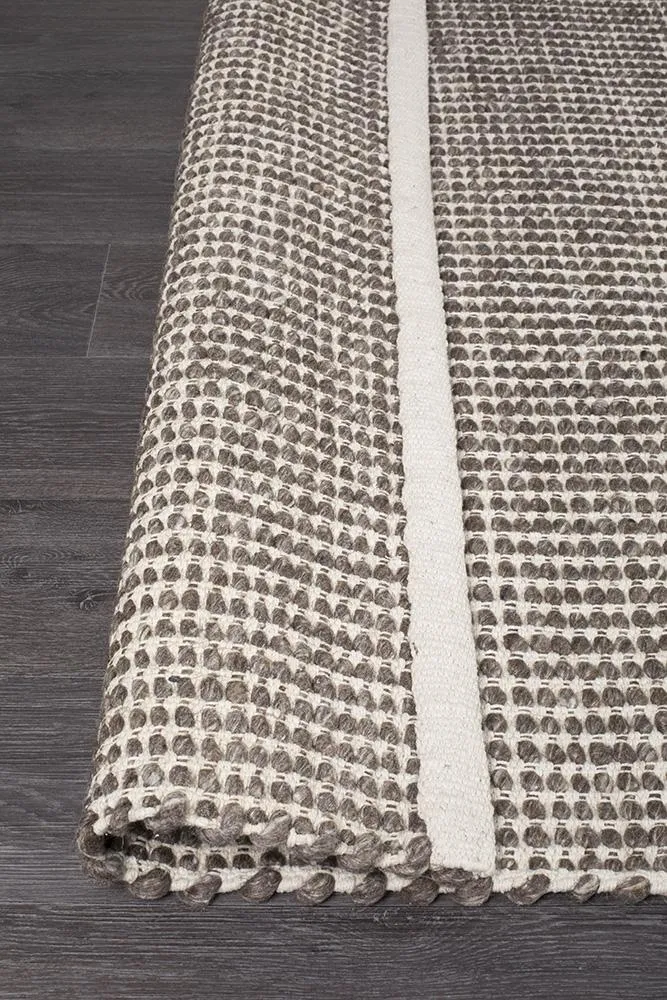 Hand Made  Felted Wool Rug Brown Natural