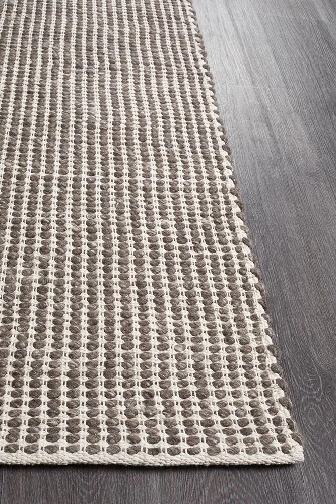 Hand Made  Felted Wool Rug Brown Natural