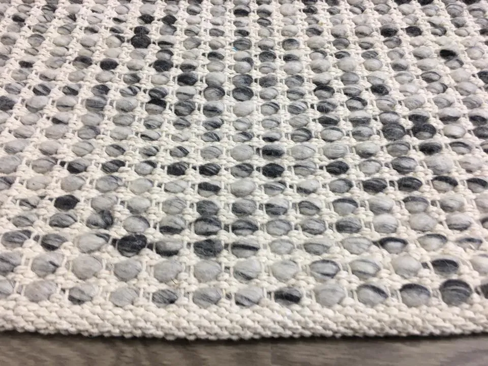 Hand Made  Felted Wool Rug Grey Natural