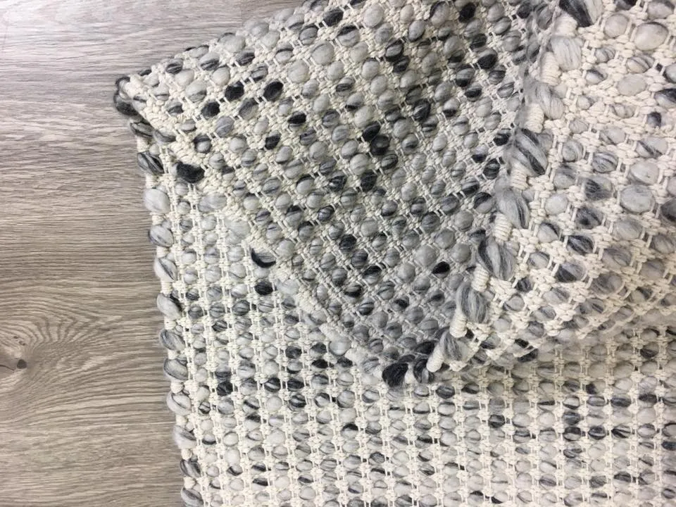 Hand Made  Felted Wool Rug Grey Natural