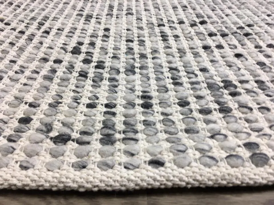 Hand Made  Felted Wool Rug Grey Natural