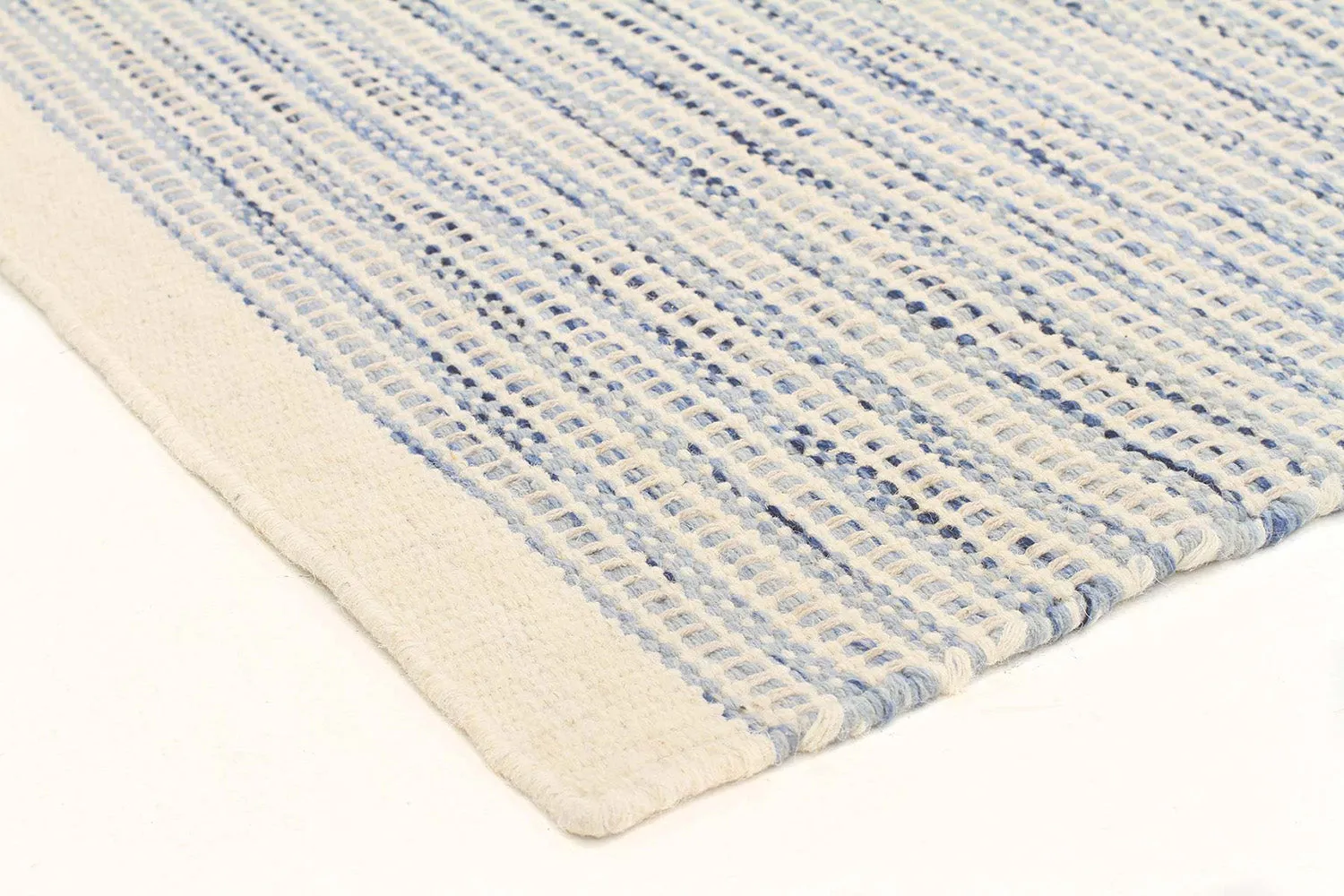 Hand Made Wool Blue Flat weave Rug