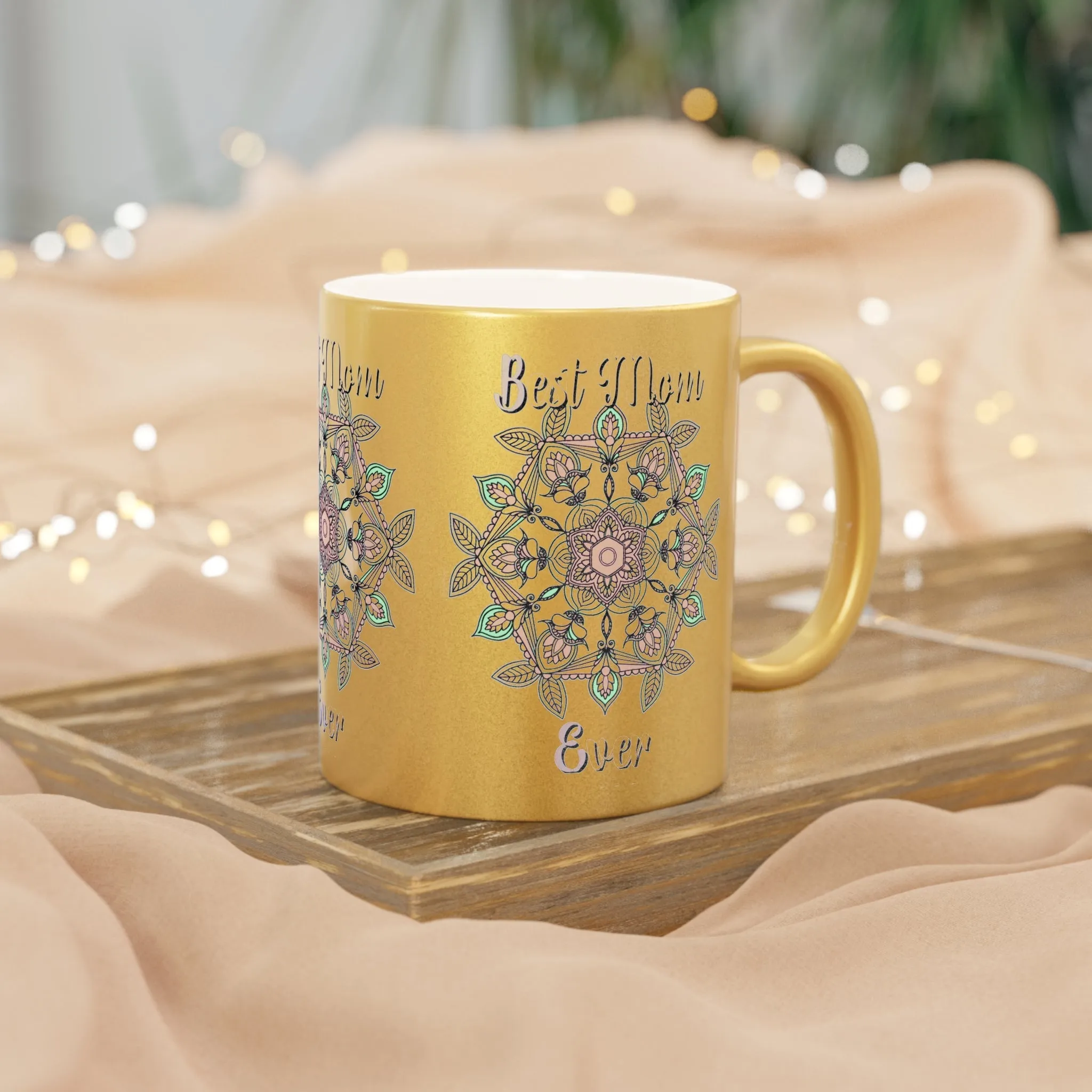 Handmade Mandala Metallic Mug - Best Mom Ever