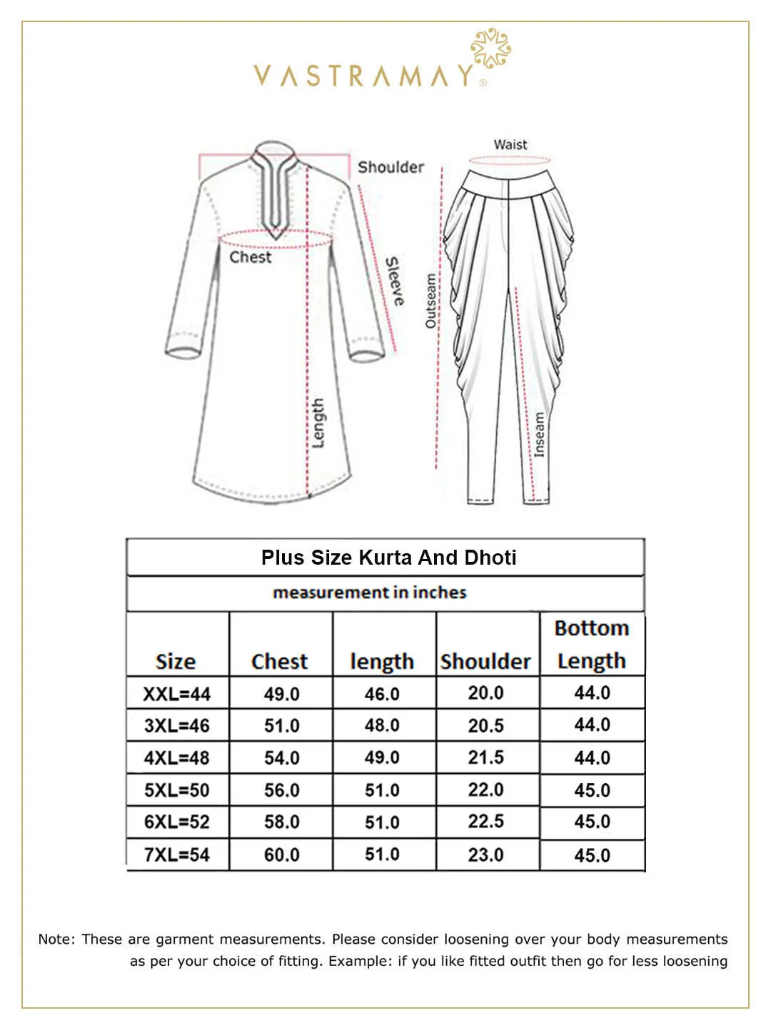 Jashvi Men's Plus Size Orange Chikankari Embroidered Kurta And White Dhoti Set