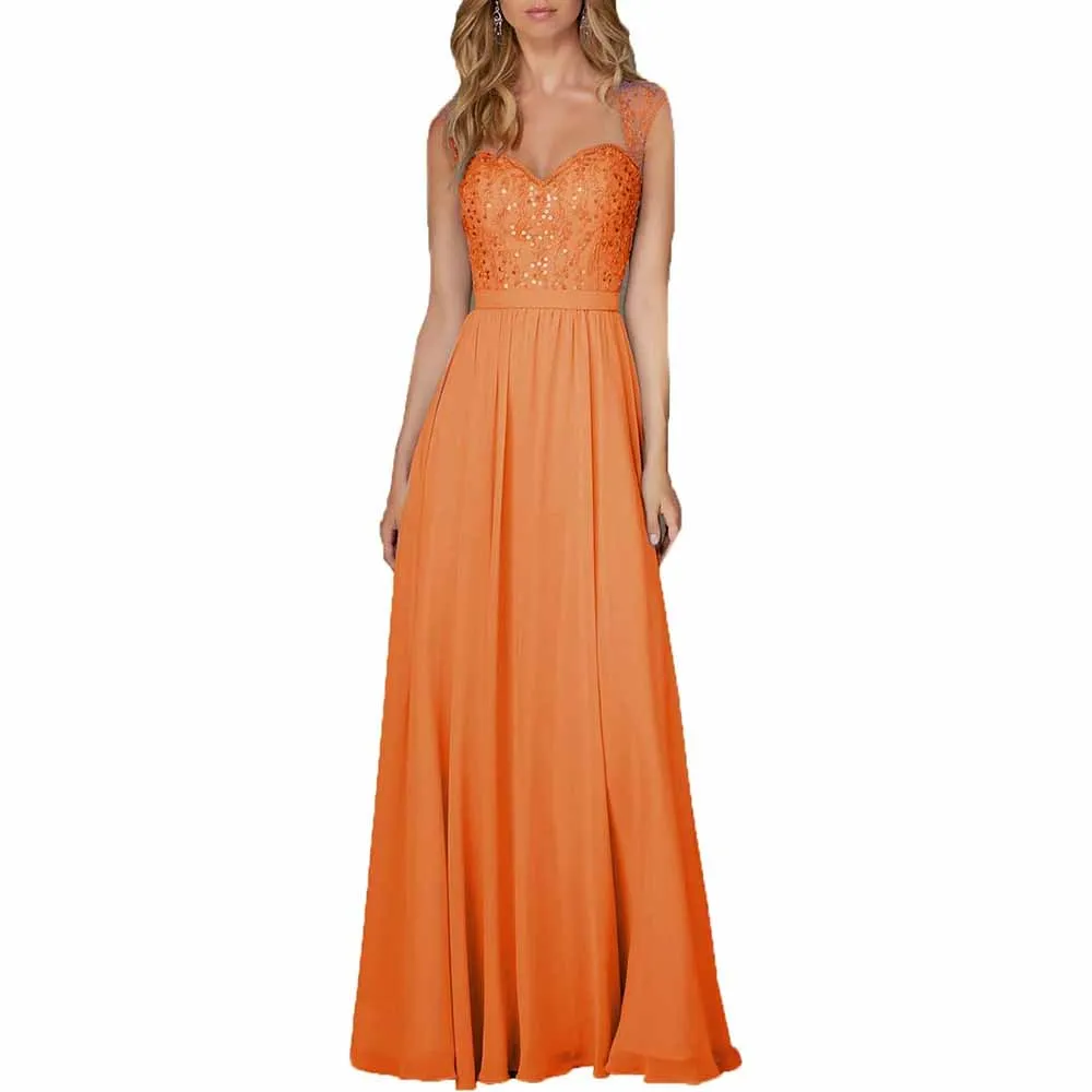 Long Chiffon Wedding Bridesmaid Dresses Sleeveless Formal Dress Wedding Guest Dress