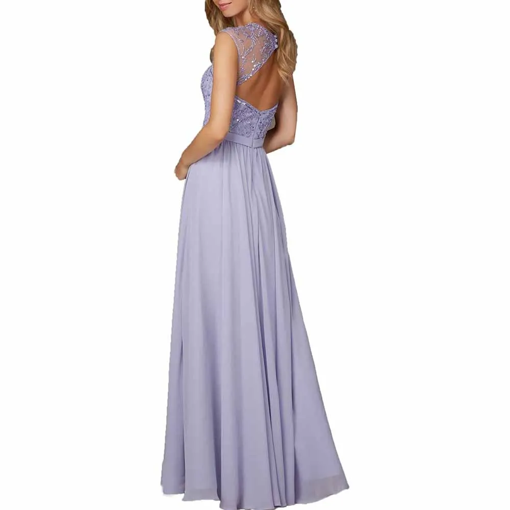 Long Chiffon Wedding Bridesmaid Dresses Sleeveless Formal Dress Wedding Guest Dress