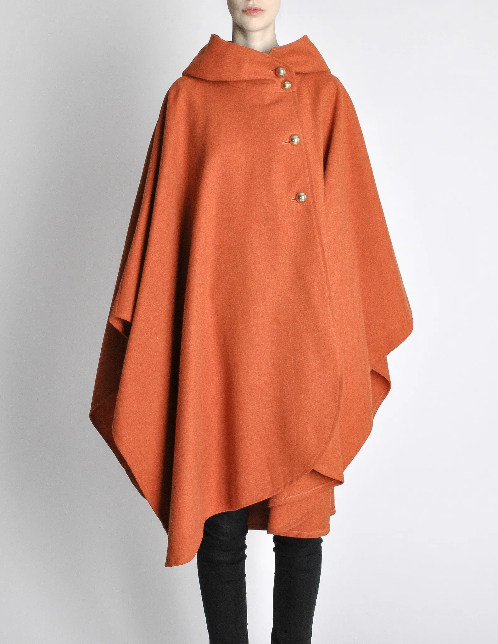 Mariantonia Vintage 1960s Orange Wool Hooded Cape