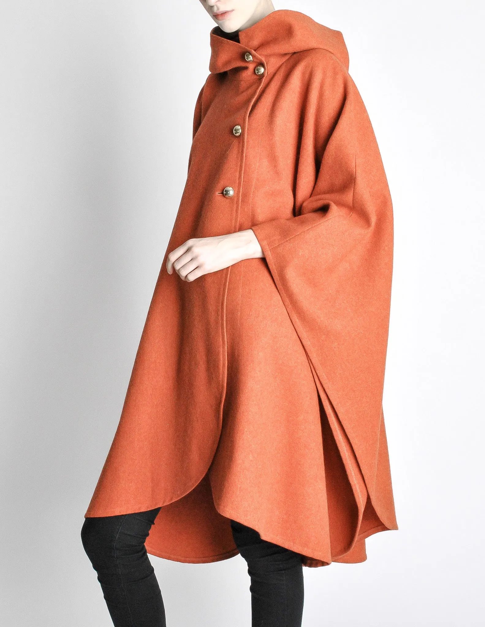 Mariantonia Vintage 1960s Orange Wool Hooded Cape