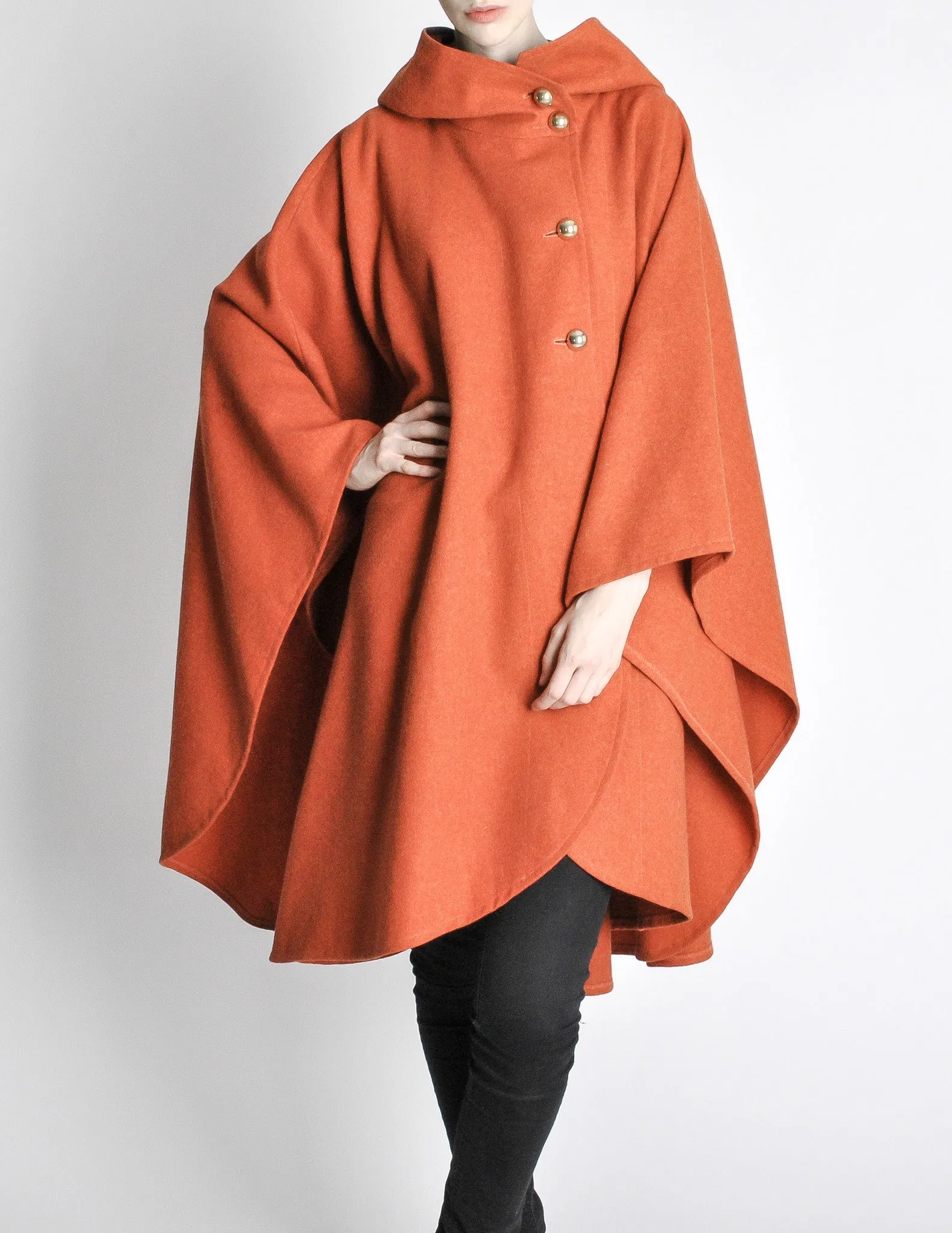 Mariantonia Vintage 1960s Orange Wool Hooded Cape