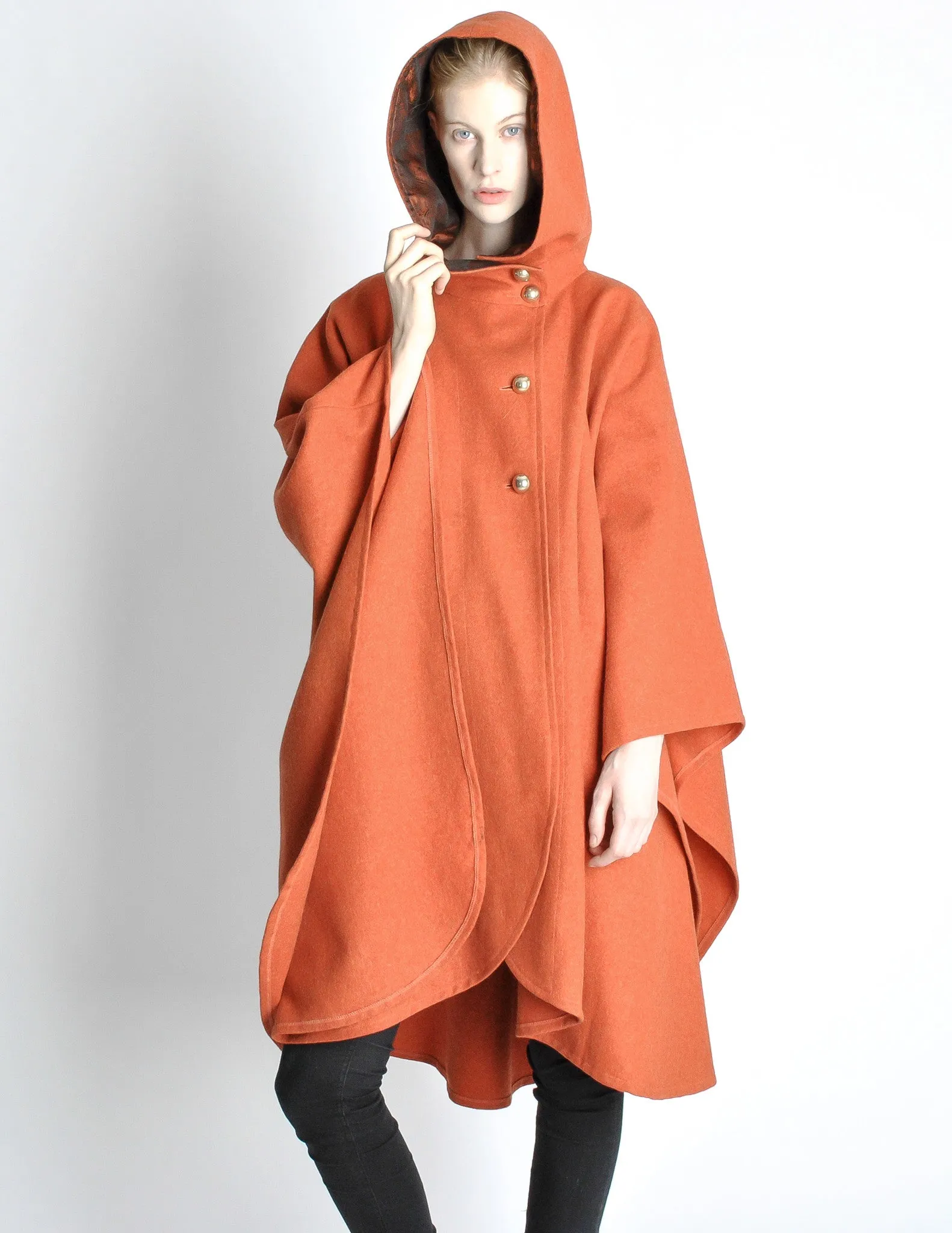 Mariantonia Vintage 1960s Orange Wool Hooded Cape