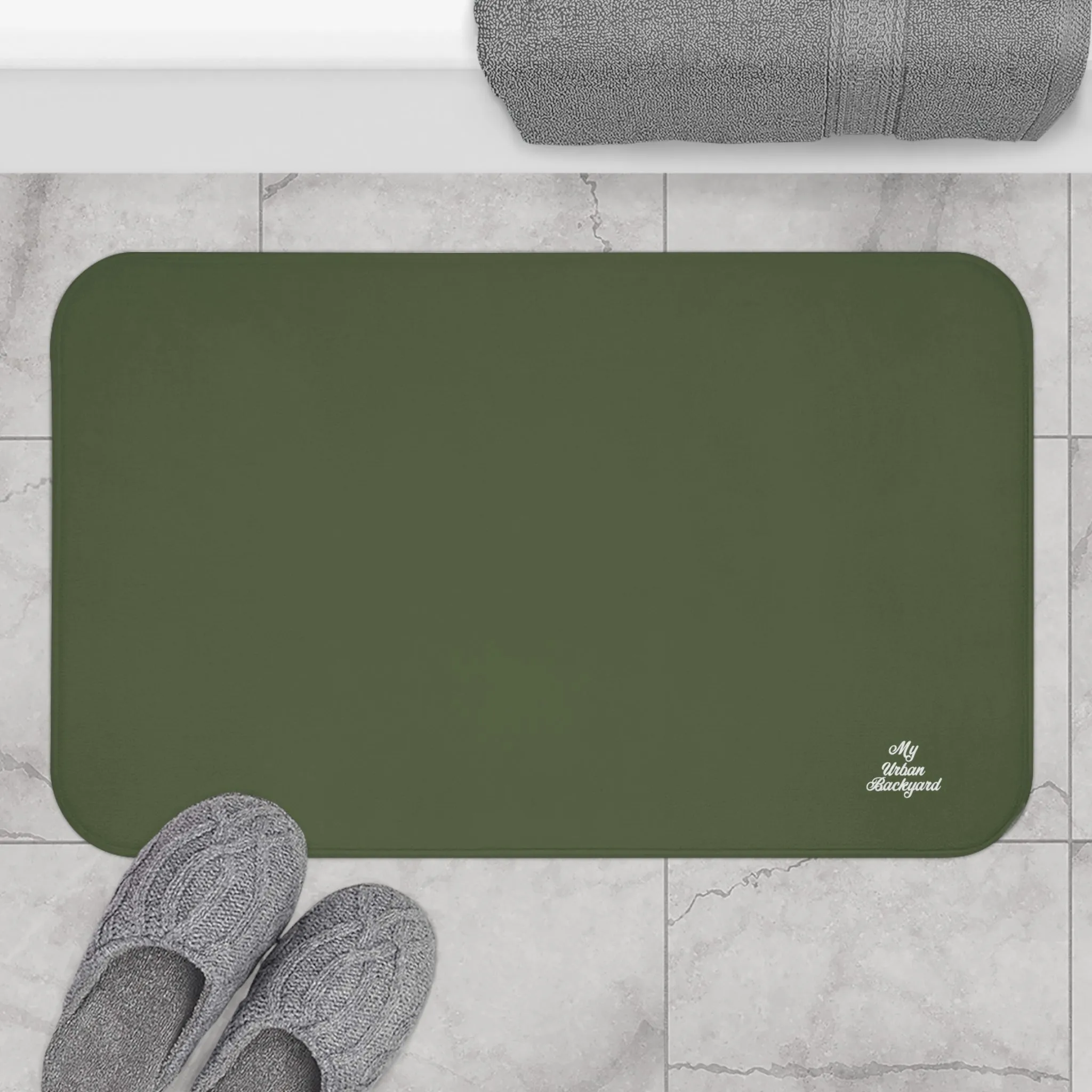 Olive Accent Color, Memory Foam Bath Mat - Cozy Bathroom Essential