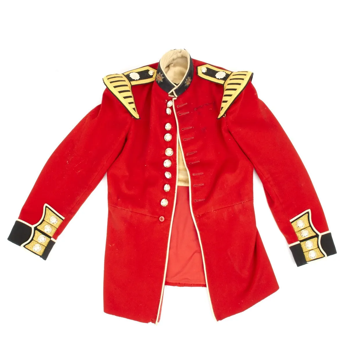 Original British Coldstream Guards Bandsman Uniform Set with Bearskin Helmet - Queens Crown 1950s