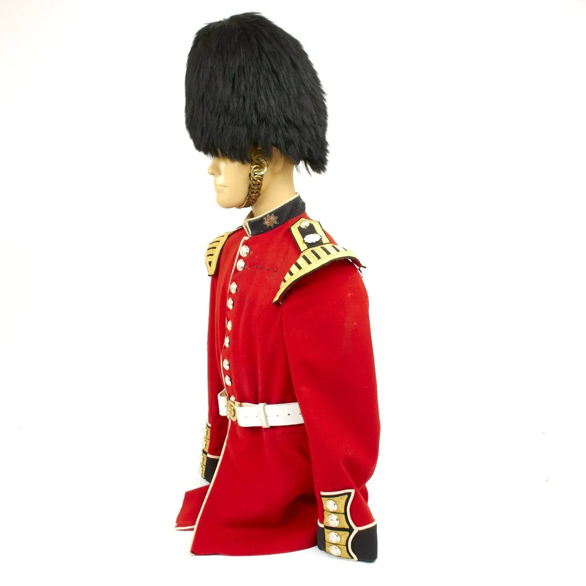 Original British Coldstream Guards Bandsman Uniform Set with Bearskin Helmet - Queens Crown 1950s